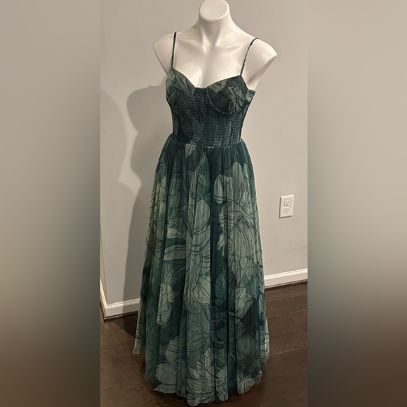 Hutch Teal Floral Evening Dress - Picture 3 of 10